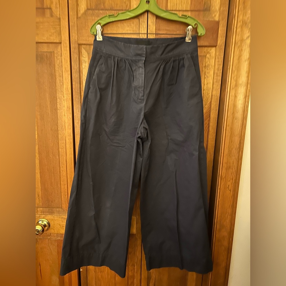 J. Crew Women’s Sz 6 Wide Leg Beachy Costal Grandmother Blue Cotton Artsy Pants